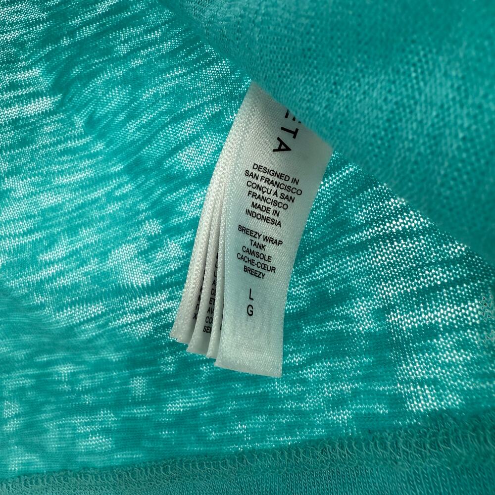 Athleta Size Large Sleeveless Blouse Tank Top Wrap Front Lighter Blue Casual - Picture 5 of 5